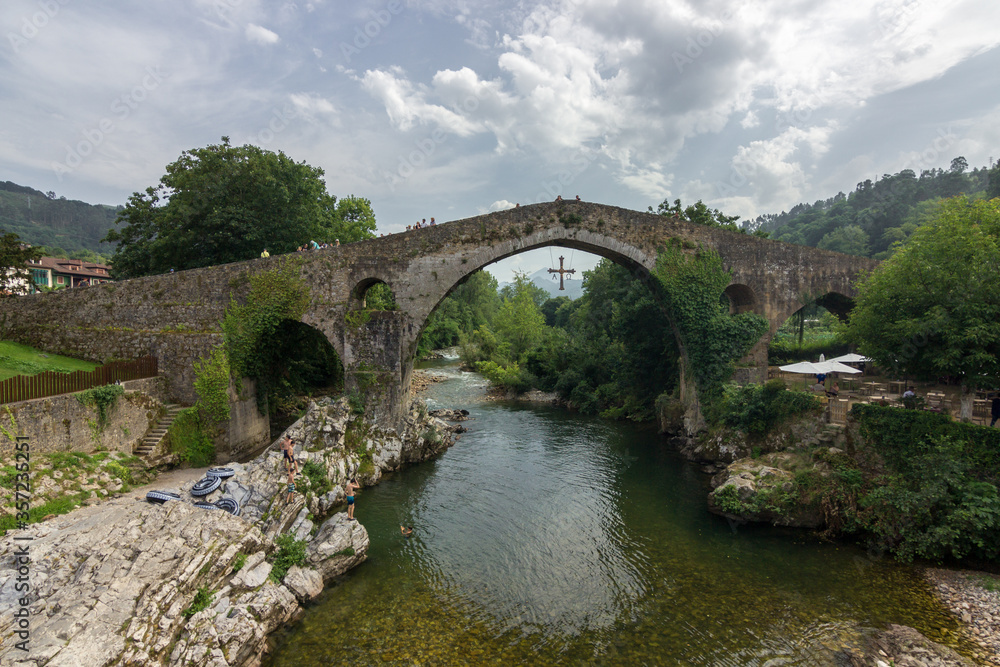 Town of Cangas de Onis in Asturias (Spain)