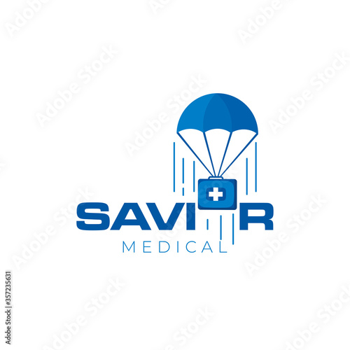 savior logo, creative word mark parachute vector