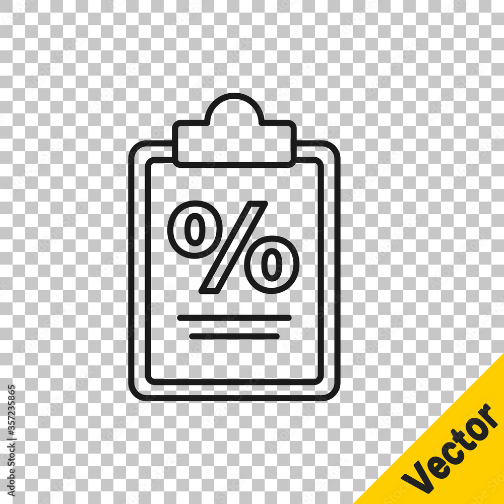 Black line Finance document icon isolated on transparent background. Paper bank document for invoice or bill concept. Vector Illustration.
