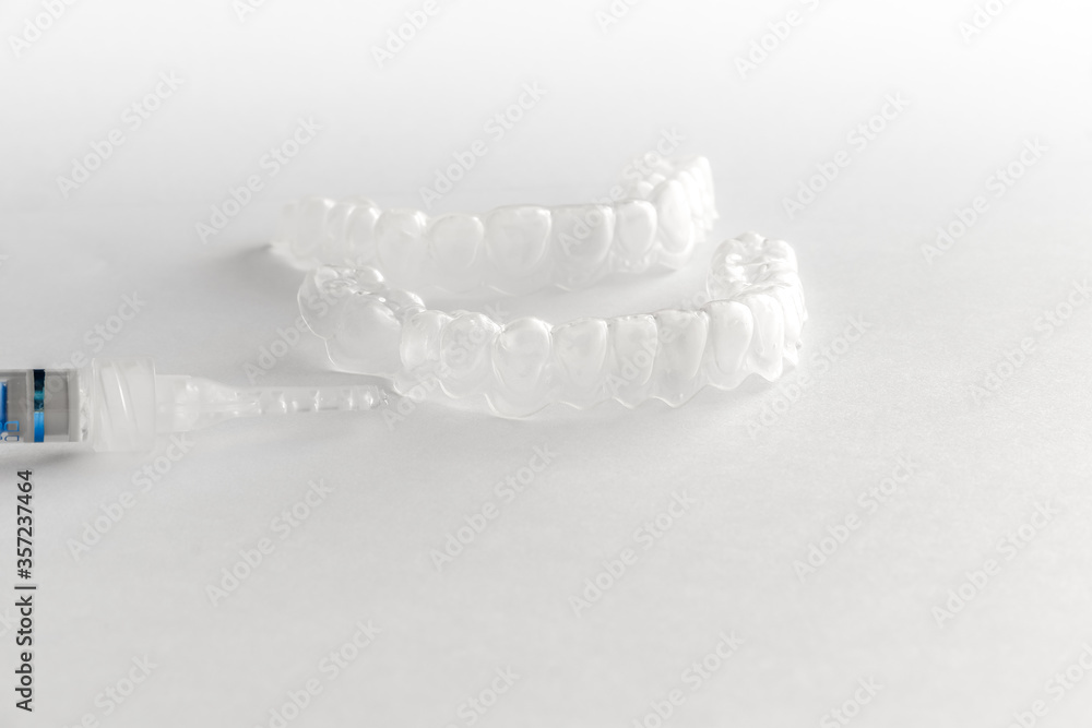 Teeth tray for dental whitening opalescence and bleaching gel syringe Teeth tray for dental whitening opalescence and bleaching gel syringe