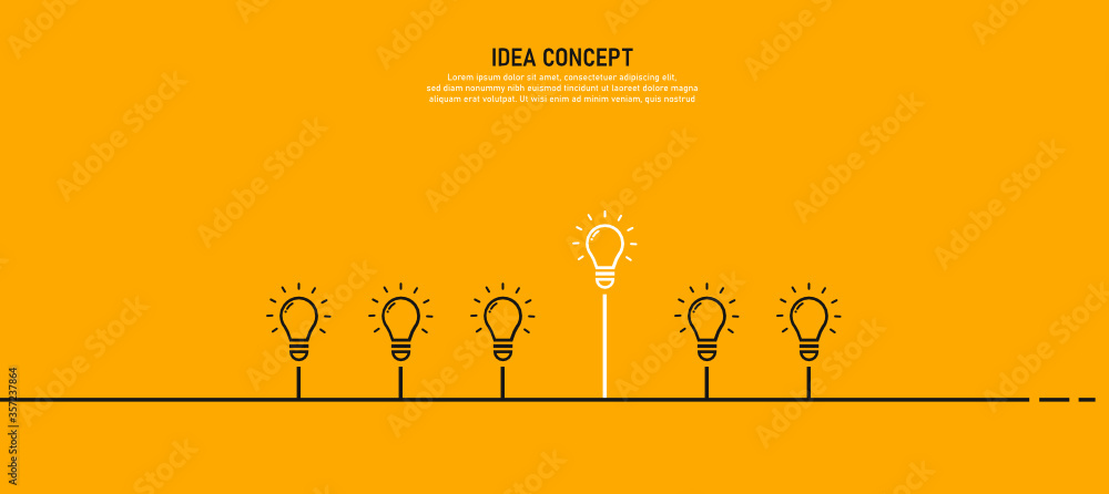 Light bulb set with one light Is the idea of success Modern flat vector light bulb icon with idea concept on a white background Light bulb set with one light Is the idea of success Modern flat vector light bulb icon with idea concept on a white background