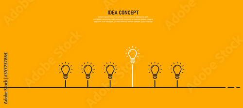 Light bulb set with one light Is the idea of ​​success Modern flat vector light bulb icon with idea concept on a white background