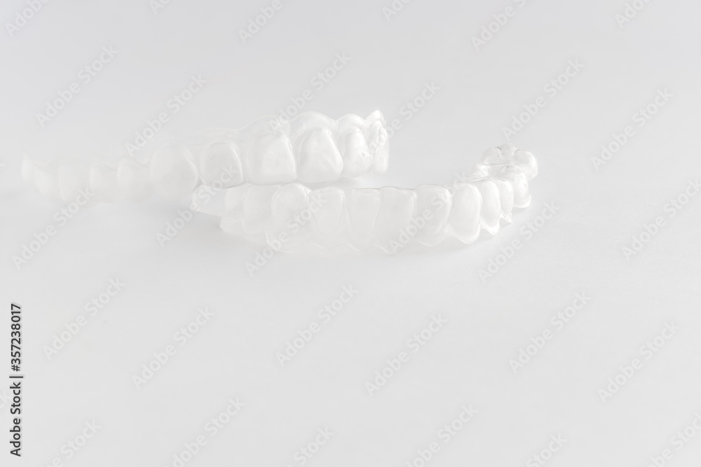 Silicone tray for dental whitening opalescence on white background Silicone tray for dental whitening opalescence on white background