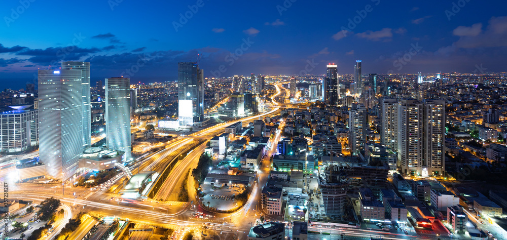 e At Sunset, Tel Aviv Cityscape At Sunset Time, Israel