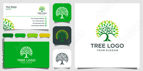tree vector icon. logo design elements. Green Garden Vector Logo Template and business card design