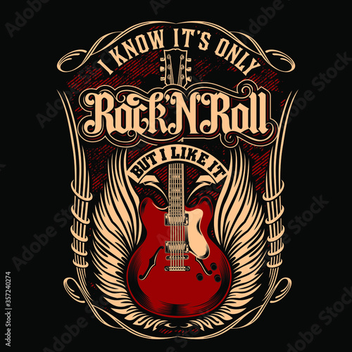 “I Know It's Only Rock and roll ” T-Shirt was created with  Adobe illustrator. Can be used for digital printing and screen printing