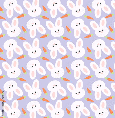 Rabbit with carrot. Farm concept. Easter illustration.