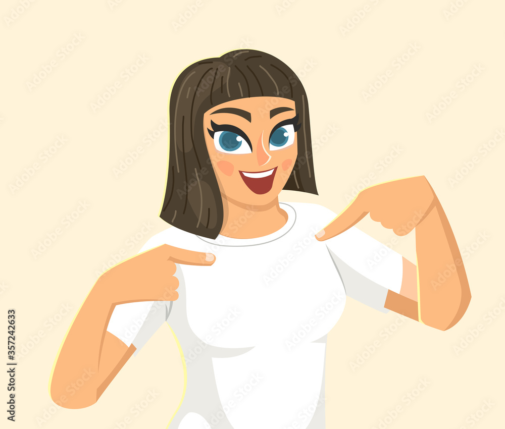 Beautiful woman in blank white t-shirt. Vector illustration Beautiful woman in blank white t-shirt. Vector illustration