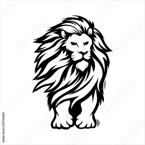 Fototapeta Naklejka Na Ścianę i Meble -  black and white vector lion mascot