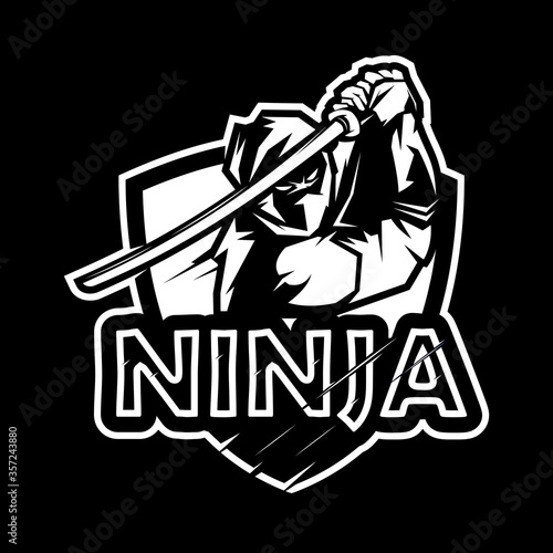 black and white vector ninja