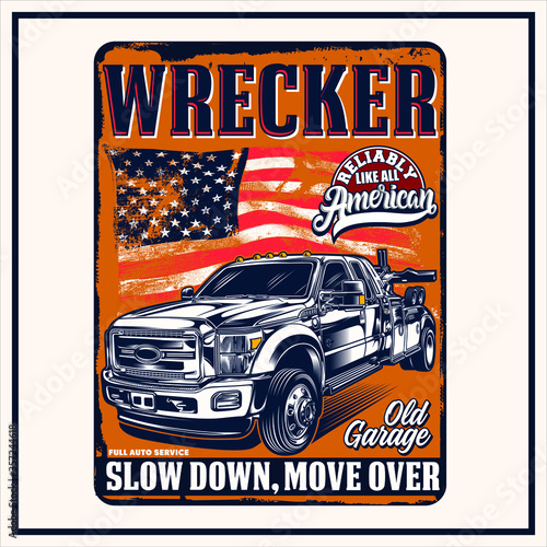 “ Wrecker ” T-Shirt was created with  Adobe illustrator. Can be used for digital printing and screen printing