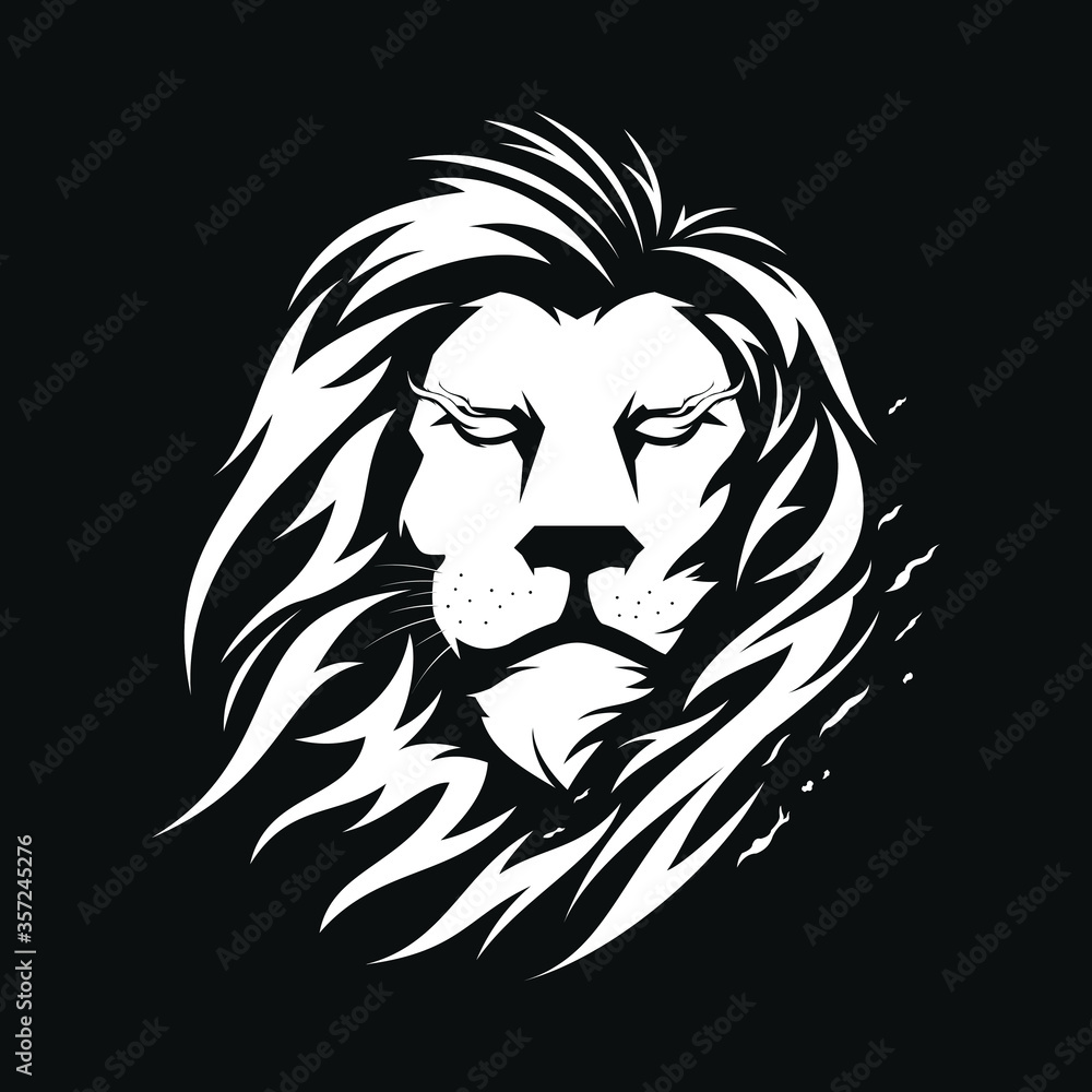 Fototapeta premium black and white vector lion head