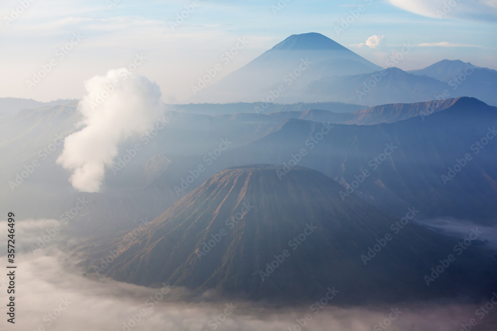 Fototapeta premium Semeru peak at the sunrise, Java, Indonesia