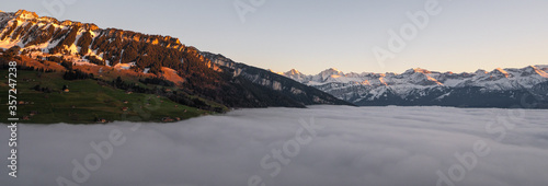 Swiss mountains with fog