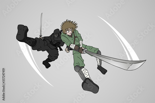 Design of warriors fighting illustration