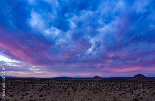 dramatic desert sunset in mojave california