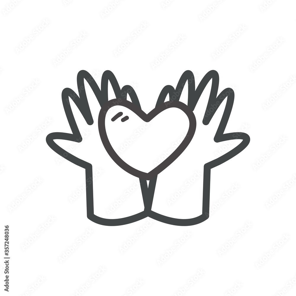 Fototapeta premium Hands with heart line style icon vector design