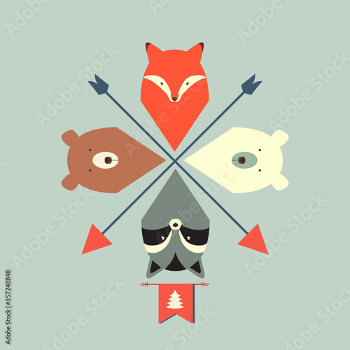 Pattern of bears with arrows