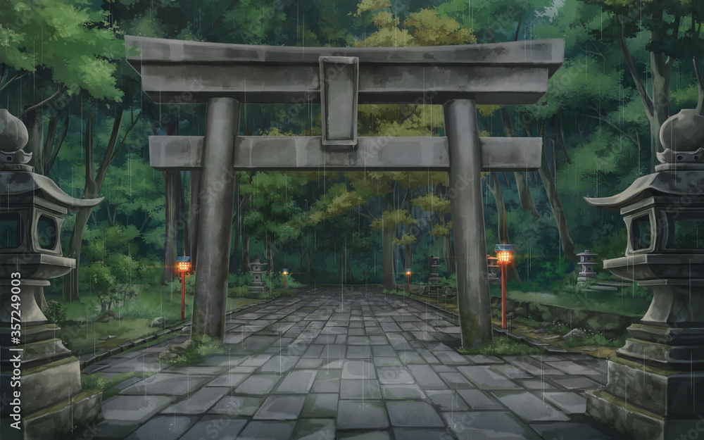 Vùng rừng Torii bị mưa cuốn hút trong phong cách anime đẹp mắt sẽ khiến trái tim bạn lãng mạn và muốn khám phá thế giới của những chú lùn. Hãy trang trí màn hình của bạn với hình ảnh độc đáo này.