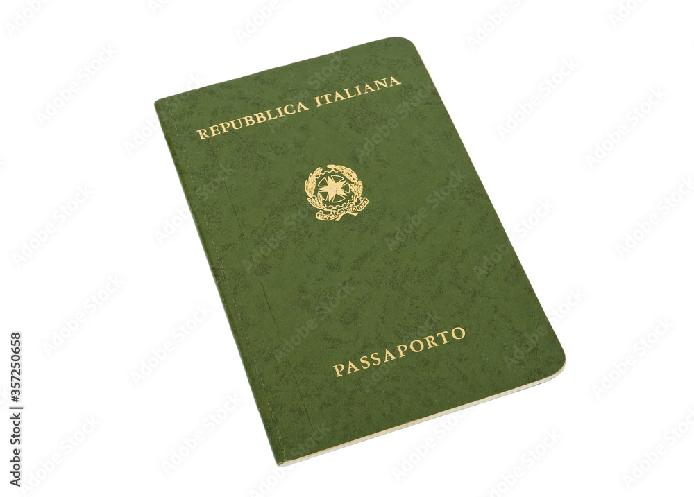 Old Italian passport isolated on white background Old Italian passport isolated on white background