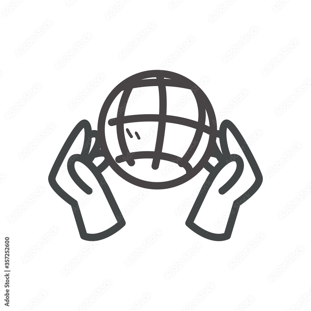 Global sphere between hands line style icon vector design Global sphere between hands line style icon vector design