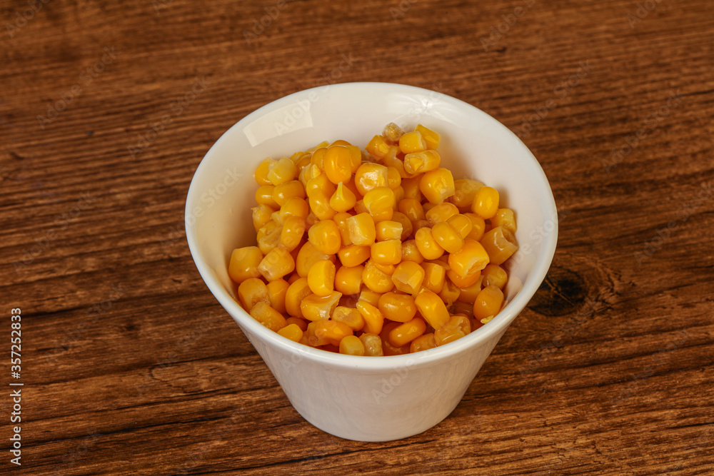 Sweet corn seeds in the bowl Sweet corn seeds in the bowl