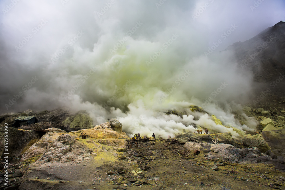 Inside Ijen volcano, Java, Indonesia