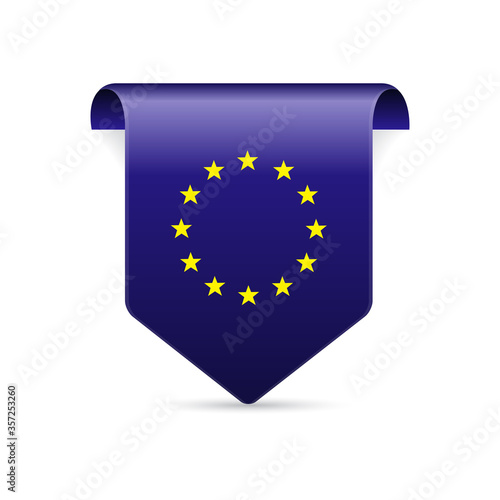 European Union flag on the label. Vector illustration. Icon design.