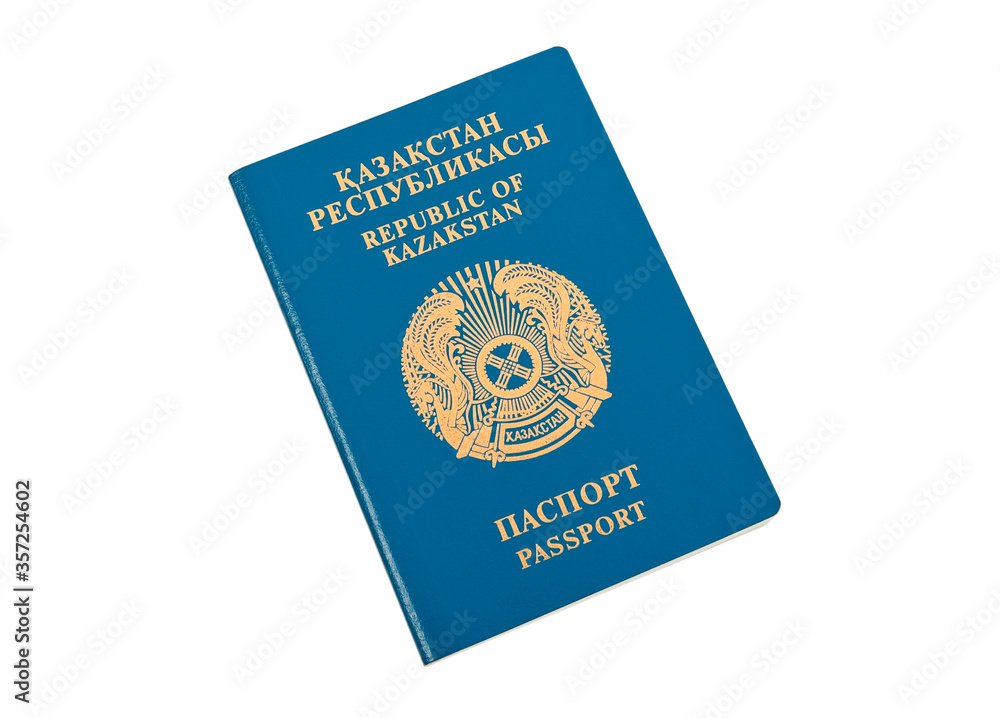 Kazakhstan passport on white background Kazakhstan passport on white background
