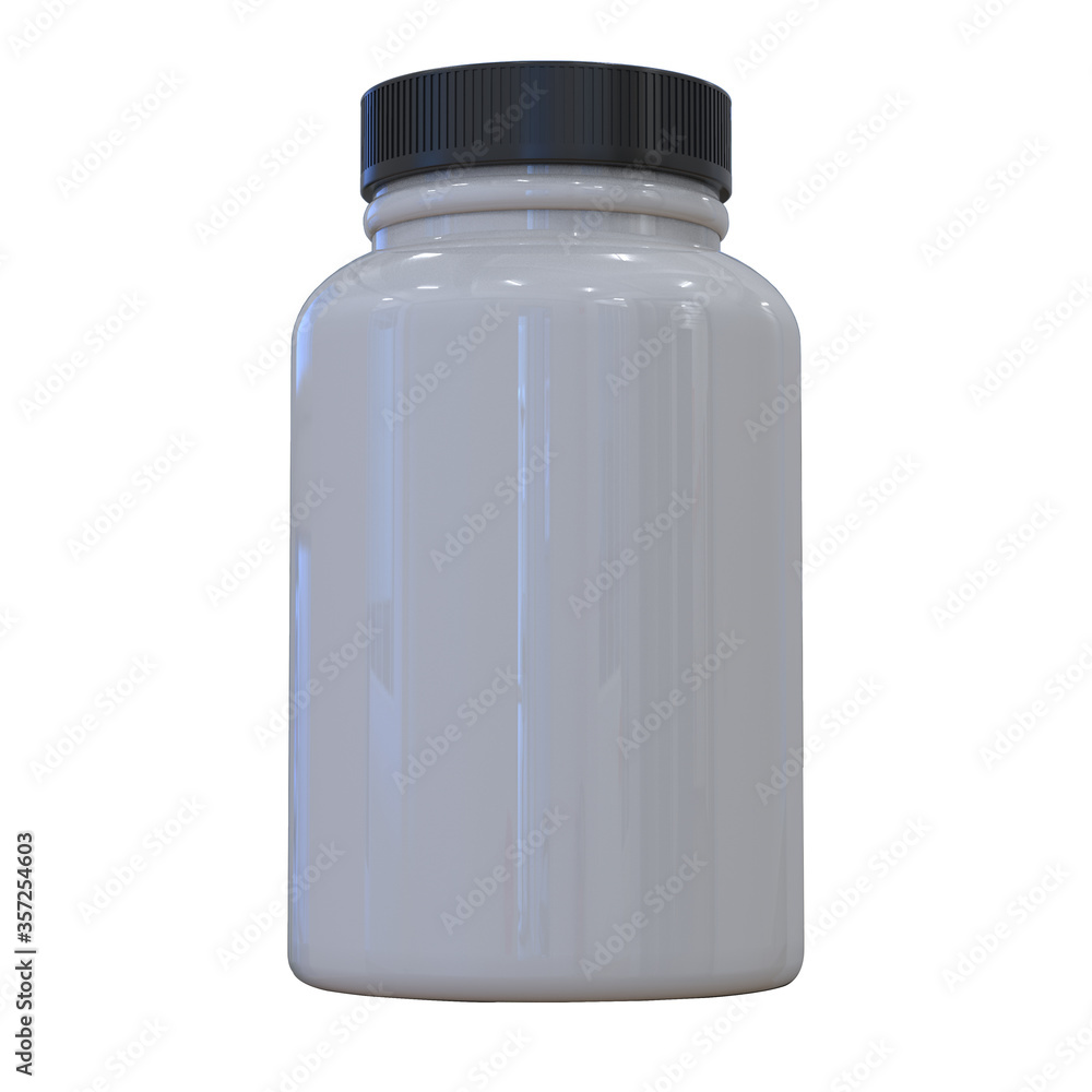 white plastic jar mockup with a black cap on white background white plastic jar mockup with a black cap on white background