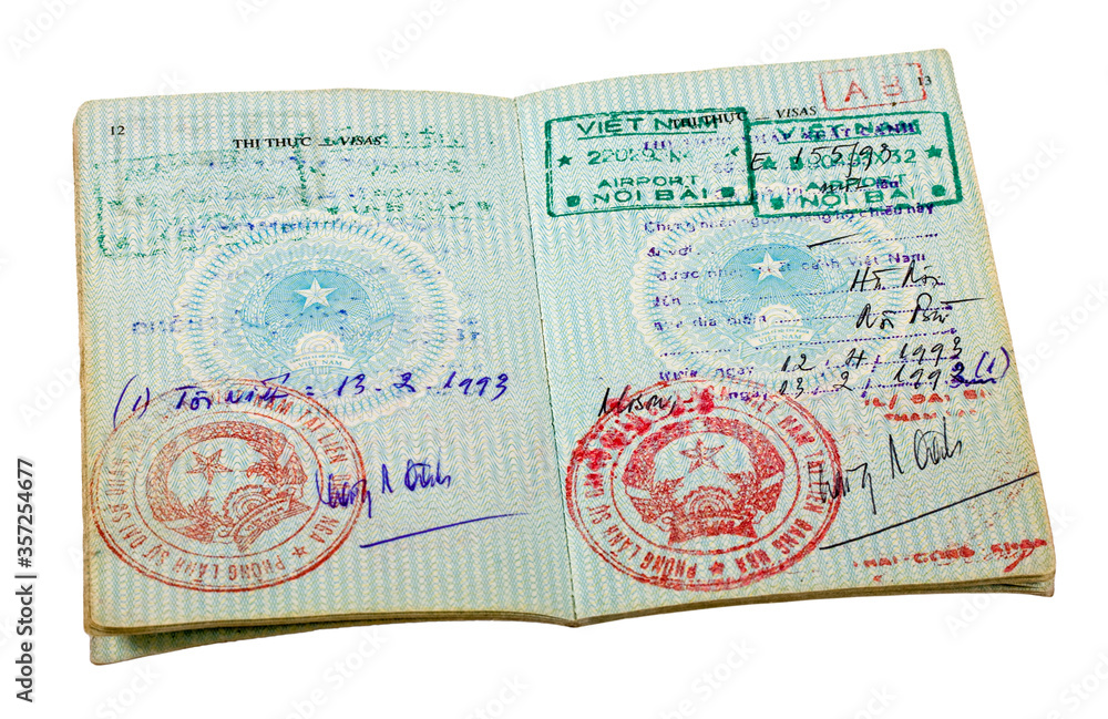 Fototapeta premium Vietnam passport. Pages for visa marks