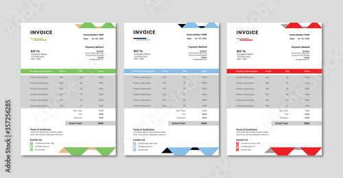 Invoice Template Design With 3 Colors