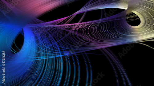 Abstract digital background with multicolored fiber on black