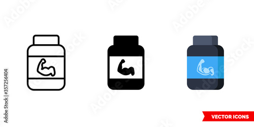 Protein icon of 3 types. Isolated vector sign symbol.