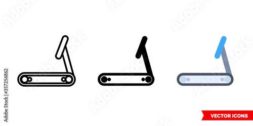 Treadmill icon of 3 types. Isolated vector sign symbol.