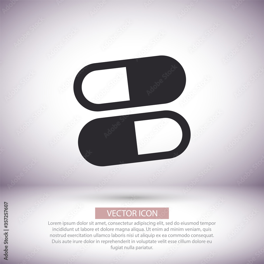 Pills vector icon , lorem ipsum Flat design Pills vector icon , lorem ipsum Flat design
