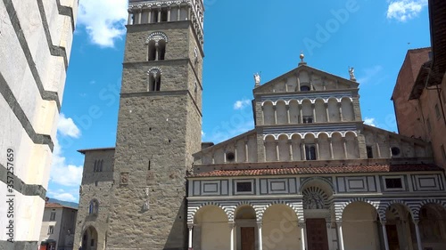 Pistoia, Tuscany, Italy: Piazza Duomo, the setting (in July) of the Giostra dell'Orso (Bear Joust) with Cathedral of San Zeno, Palazzo del Comune, Palazzo del Podesta and baptistery photo