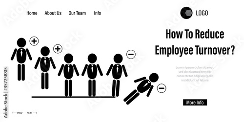 How To Reduce Employee Turnover? Landing page template. Staff replacement web concept.