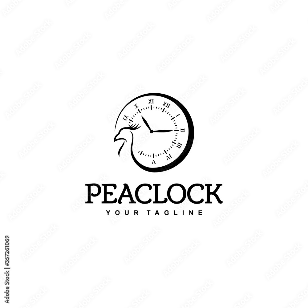 Peacock's wing logo forms the clock Peacock's wing logo forms the clock