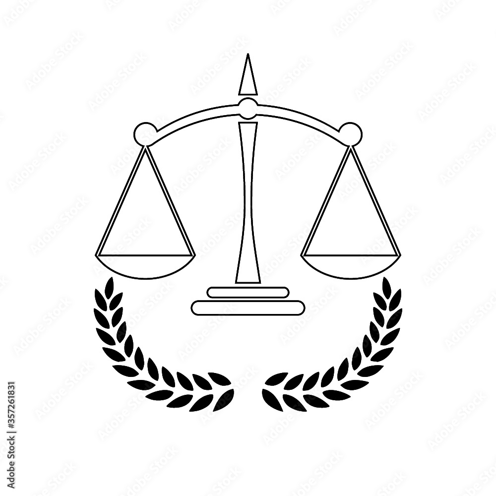 Law firm with laurel wreath Icon isolated on white background Law firm with laurel wreath Icon isolated on white background