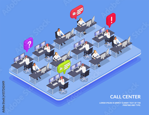 Customer Service Isometric And Colored Composition