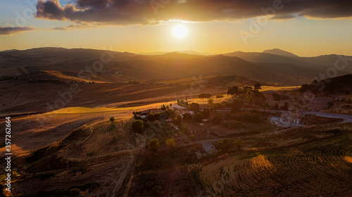 Aerial view of the fields at sunset in the Madonie Park © Vittorio