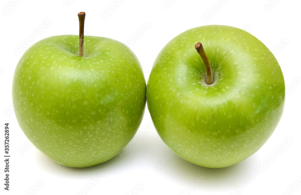 two green apple fruits isolated on white background two green apple fruits isolated on white background