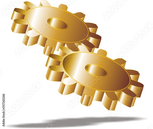 Współpracujące złote koła zębate.