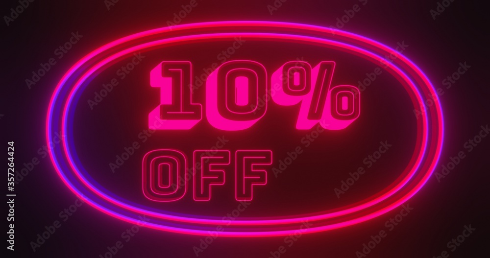 Discount 10 percent off with red and blue light in dark background. Special offer for marketing promotional. Discount 10 percent off with red and blue light in dark background. Special offer for marketing promotional.