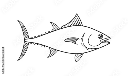 Tuna outline. Isolated tuna on white background