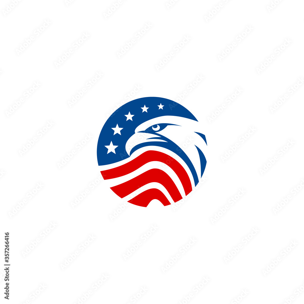 Naklejka premium Eagle Head circle american flag