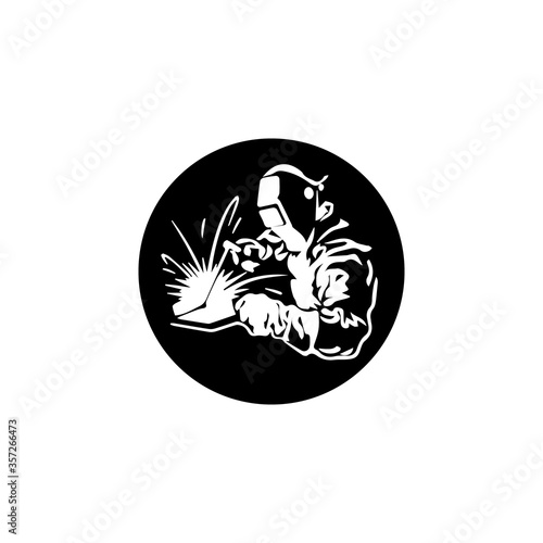 Welder working badge logo design