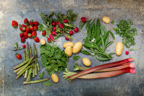 Studio shot of various fruits and vegetables photo