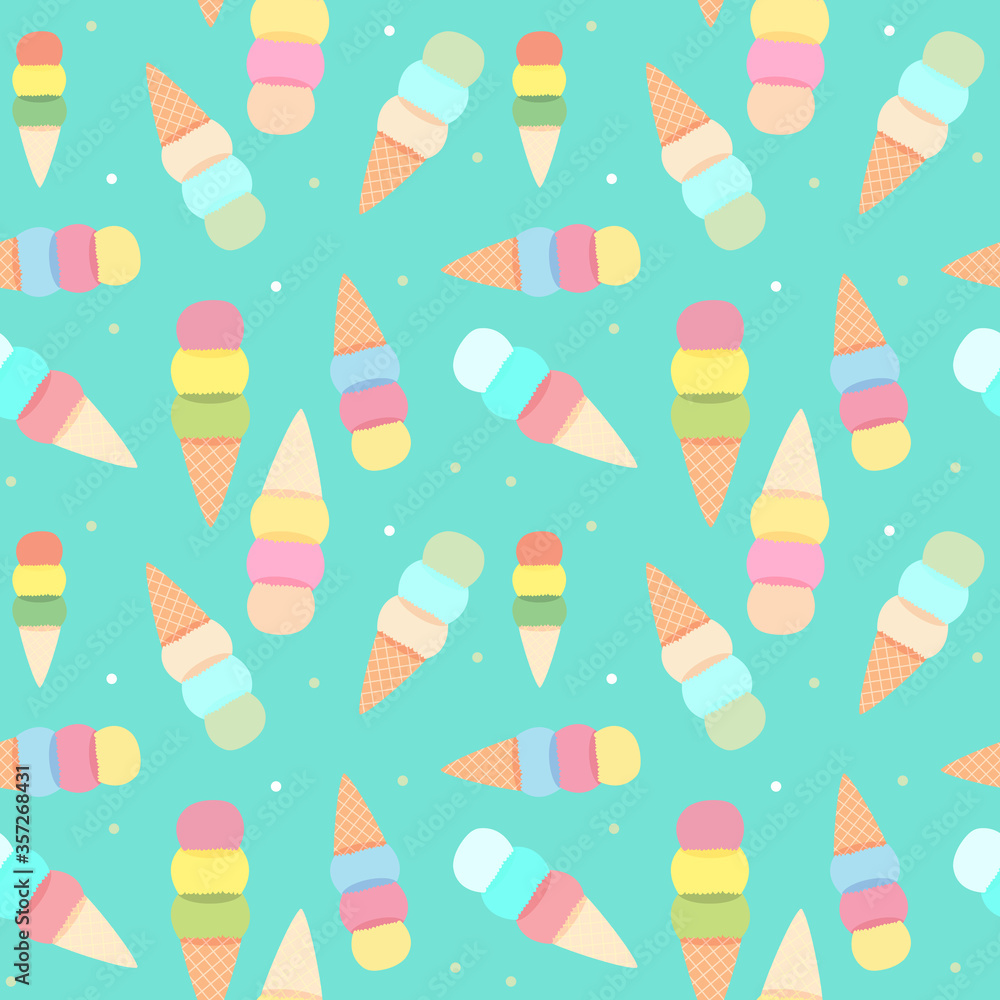 Ice Cream Seamless Pattern Background. Vector Illustration